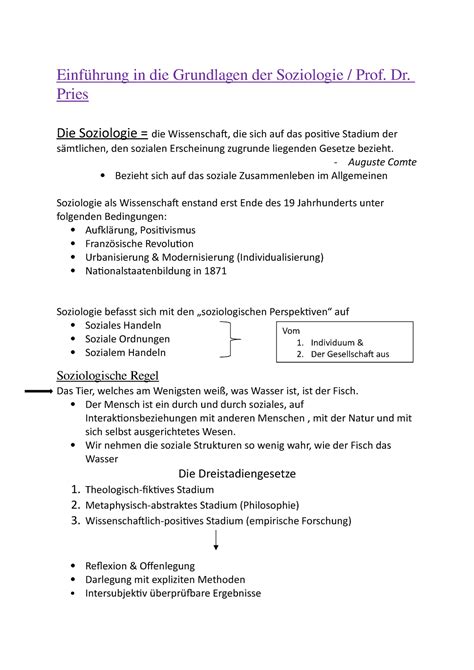 Einführung in Grundlagen der Soziologie Dr Pries Soziologie