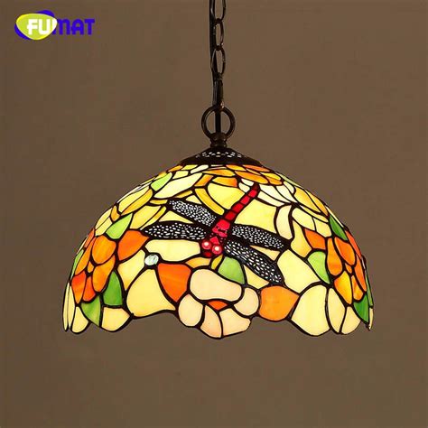 Buy Fumat Glass Dragonfly Shade Lamp Creative Stained Glass Pendant Lamp For