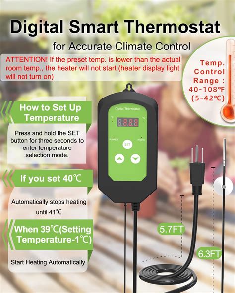 AOBMAXET Electric Greenhouse Heater With Digital Thermostat Controller