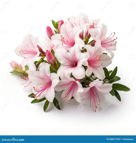 Intertwining Materials White Azalea Bouquet In Drugcore Style Stock