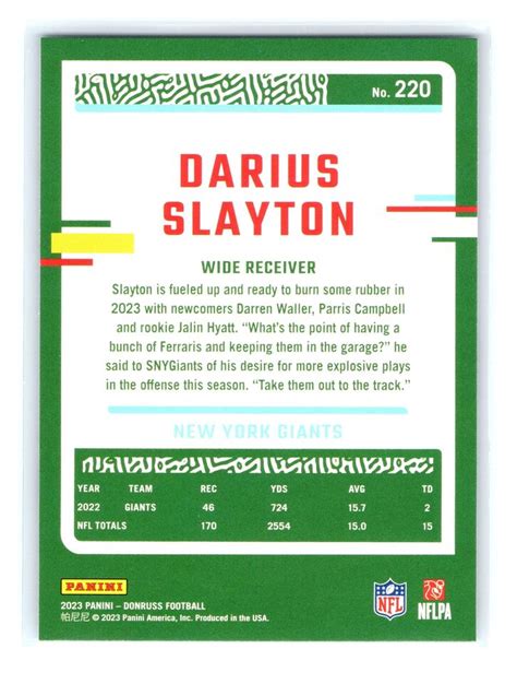 2023 Donruss Football 220 Darius Slayton New York Giants EBay