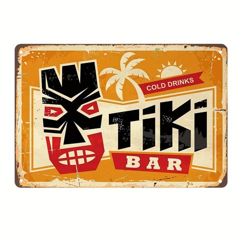 1pc Tiki Bar Metal Tin Sign 8x1220cm30cm Vintage Plaque