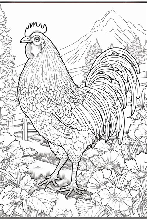 Premium Photo Coloring Pages Roosters Free Printable Coloring Pages For Adults Generative Ai