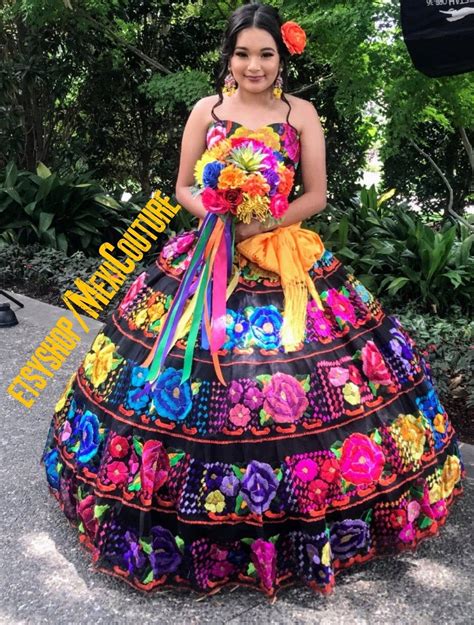 Colorful Embroidery Mexican Dress Custom Made Corsetskirt Chiapas