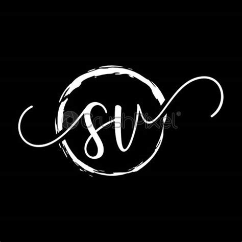 Ss Initial Handwriting Logo Design With A Brush Circle Stock Vector