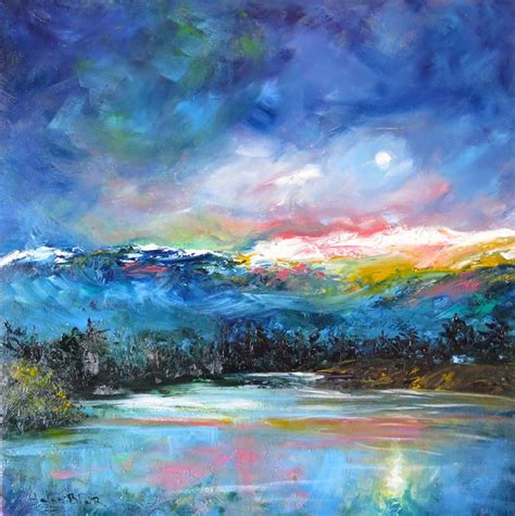 Moonlight Mountain Lake Helen Blair Paintings And Prints Landscapes