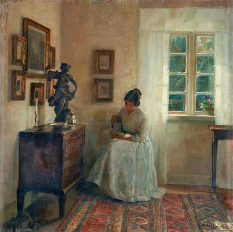 Carl Vilhelm Holsøe Interior Painter Art Painting Reading Art