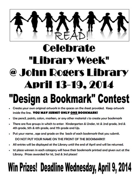 Book Mark Contest John Rogers Memorial Library