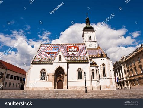 St. Mark'S Church At St. Mark'S Square, Zagreb, Croatia Stock Photo ...