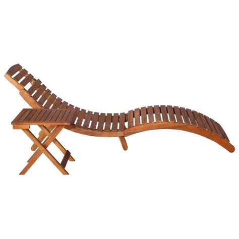 Chaise Longue De Jardin Avec Table Et Coussin Bois D Acacia