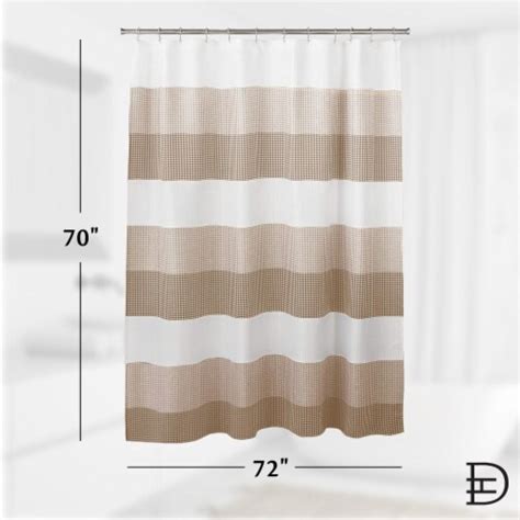 Dainty Home Striped Ombre Waffle Weave Textured Fabric Shower Curtain