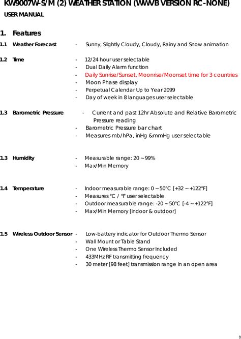 Carrin Electronics Weather Station User Manual Users Manual