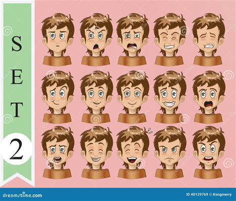 Collection Of Vector Cartoon Emotion Face Stock Vector Illustration