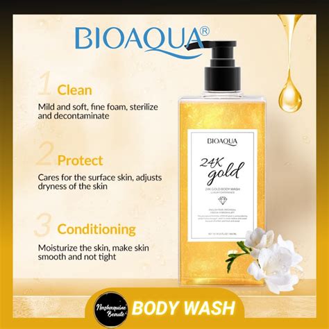 Bioaqua 24k Gold Body Wash 400ml Shower Gel English Pear And Freesia