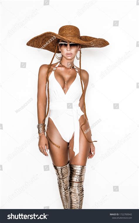 Elegant Sexy Woman White Bikini Big Stock Photo 1722700042 Shutterstock