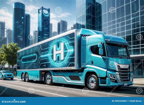 Hydrogen Truck Line Icon Hydrogen Powered Vehicle Vector Illustration