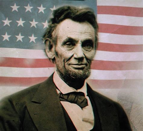 Download Abraham Lincoln With The American Flag Wallpaper