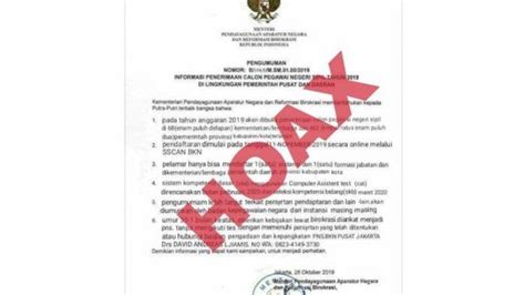 Cek Fakta Atau Hoax Surat Pengangkatan PNS Tanpa Tes Dari BKN Pusat