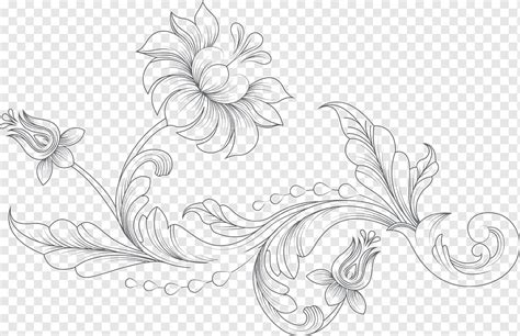 Baroque Floral Ornaments Dahlias Outline Png PNGWing