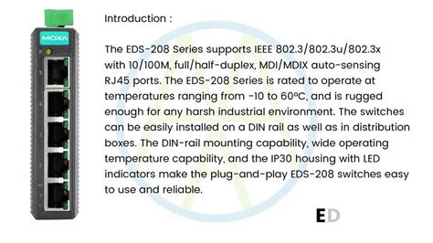 MOXA EDS 205A Series 5 Port Compact Unmanaged Ethernet Switches Grey