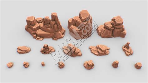 C4d沙漠岩石假山石头模型三组 Desert Rocks Stones Pack 菜鸟c4d