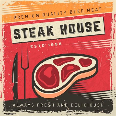 Premium Vector Meat Poster Steakhouse Placard With Place For Text