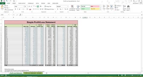 P&l Spreadsheet Template Spreadsheet Templates for Busines Profit And Loss Template Uk. Free ...