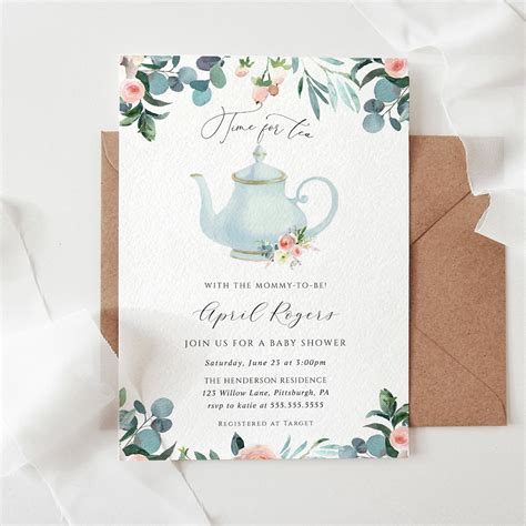 Tea Party Baby Shower Invitation Template Time For Tea Mommy To Be