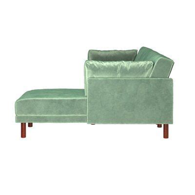 Mercer41 Paulsen 80 5 Wide Velvet Reversible Sleeper Sofa Chaise