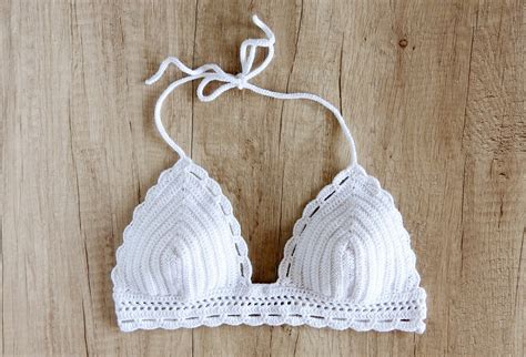 White Crochet Bikini Top Crochet Halter Bikini Top Crochet Etsy