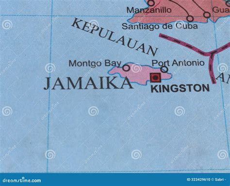 Map Of The Country Of Jamaica And Surrounding Cities Stock Photo