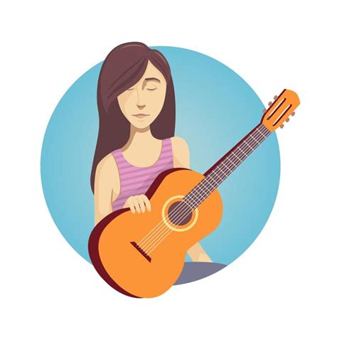 Premium Vector Girl Playing Guitar Cartoon Illustration