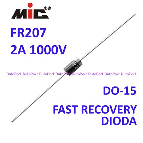 100 Pcs FR207 2A 1000V MIC Dioda Diode Fast Recovery Rectifier DO 15