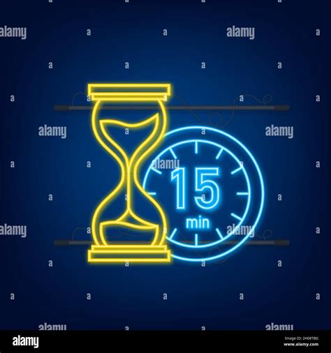 The 15 Minutes Stopwatch Vector Neon Icon Stopwatch Icon In Flat