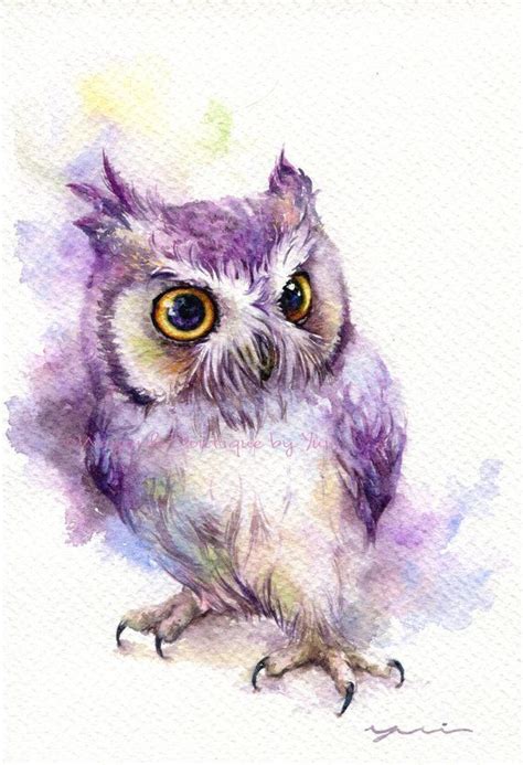 PRINT owl Watercolor Painting 7.5 X 11 - Etsy | Watercolor art, Owl ...