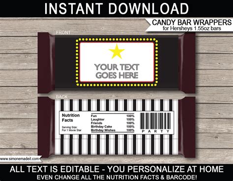 Hershey Candy Bar Wrappers Free Template Ms Word Cinderella Honwireless