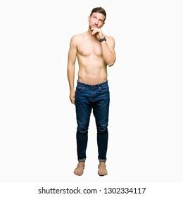 Handsome Shirtless Man Showing Nude Chest Stock Photo 1302334117 Shutterstock