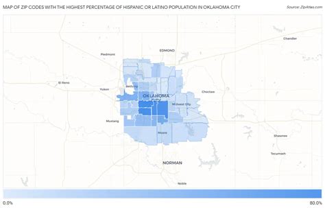 Percentage Of Hispanic Or Latino Population In Oklahoma City By Zip