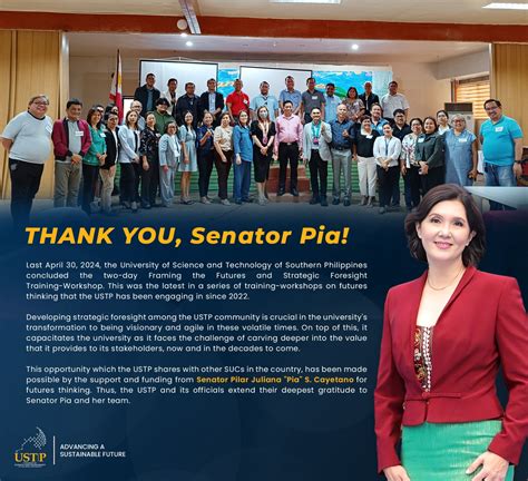 USTP thanks Senator Pia Cayetano for futures thinking training ...