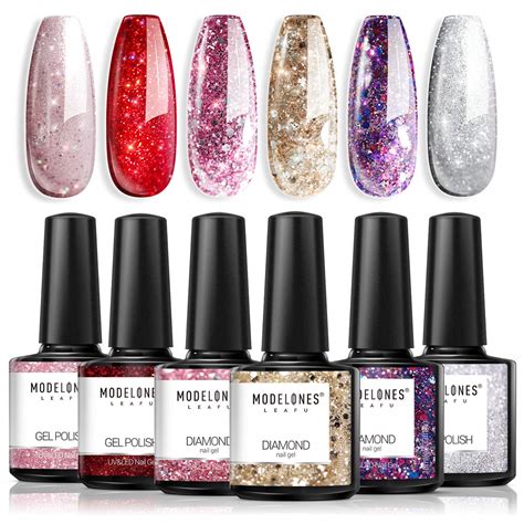 Modelones Glitter Gel Nail Polish Set Pcs Ml Soak Off Uv Led