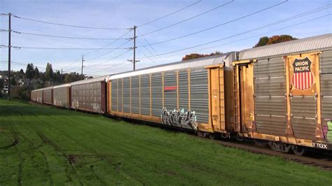 BNSF 783 With CREX 1337 Lead An Vehicle Train Old Town Tacoma WA W