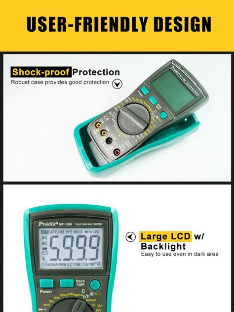 ProsKit MT 1280 3 5 6 Digital TRUE RMS Multimeter Makers Electronics