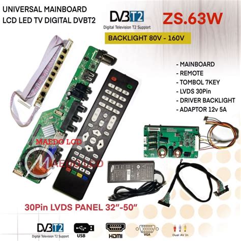 Universal LED TV Board Digital DVBT2 Paket Lengkap Panel 32 50