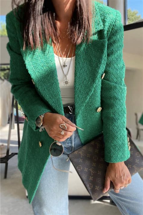 Green Tweed Jacket Womentweed Blazer Women Wool Blazerdouble