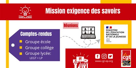 Mission Exigence Des Savoirs Ce Qua Dit La Cgt Ep Cgt Enseignement Privé Cgt Ep