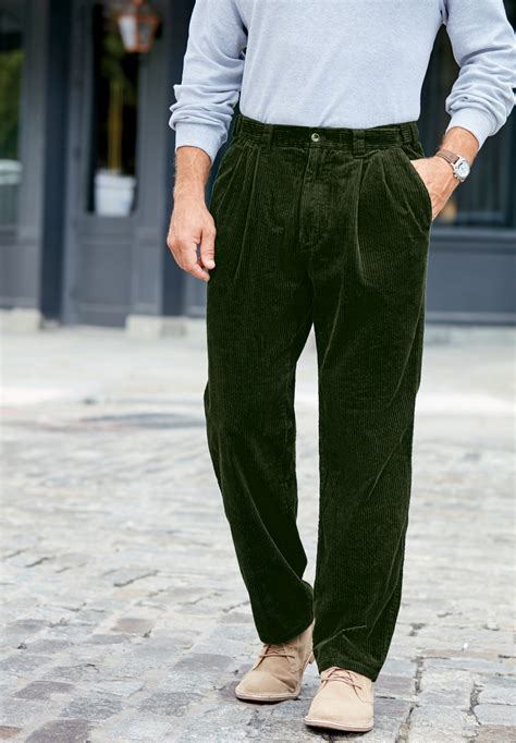 Expandable Waist Corduroy Pleat Front Pants Catherines