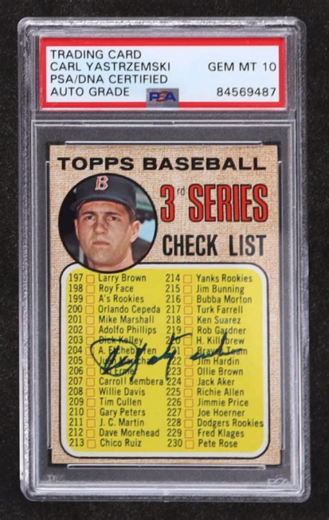 Carl Yastrzemski Signed 1968 Topps 192B Checklist 3 Special Baseball