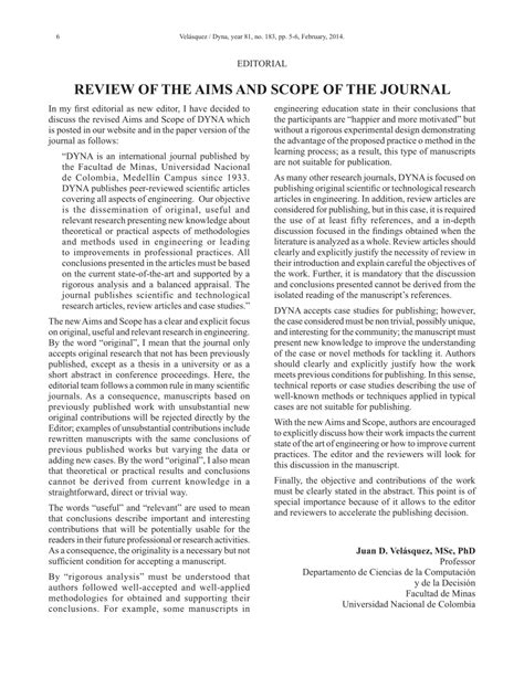 (PDF) EDITORIAL. REVIEW OF THE AIMS AND SCOPE OF THE JOURNAL