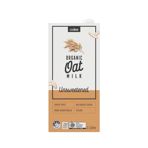 Buy Coles Organic Unsweetened Oat Milk 1l Coles