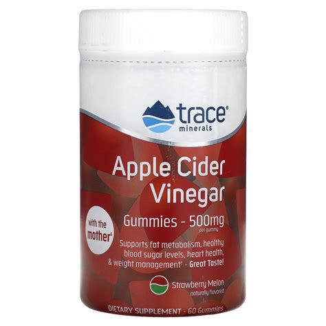 Trace Minerals ® Apple Cider Vinegar Gummies Strawberry Melon 500 Mg 60 Gummies